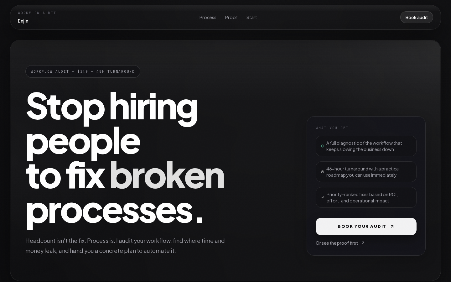 AI Workflow Audit — $349 AI-powered business process audit