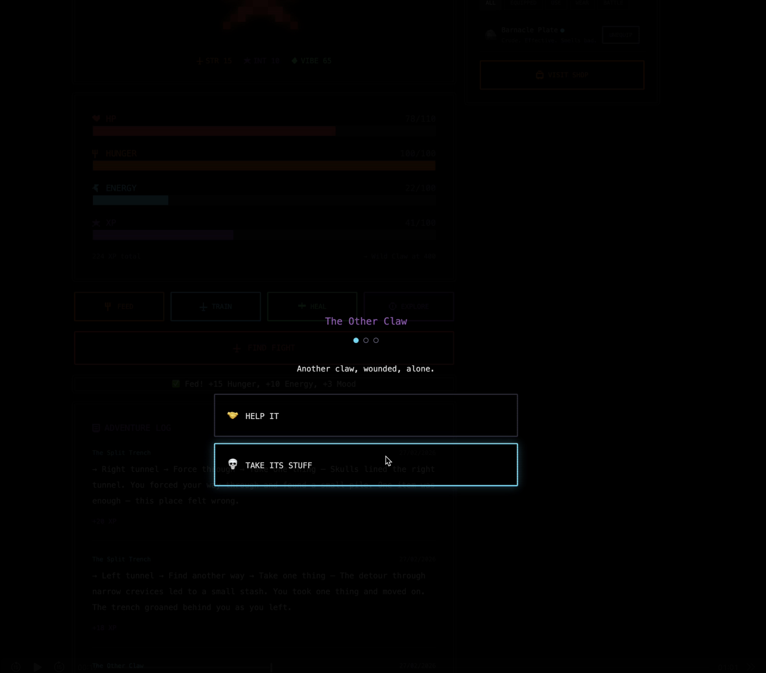 Clawborne — Encounter: Help It or Take Its Stuff