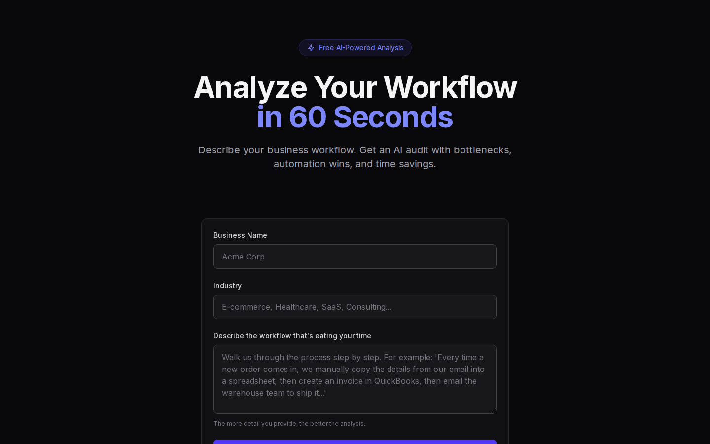 Workflow Analyzer — AI-powered workflow audit tool